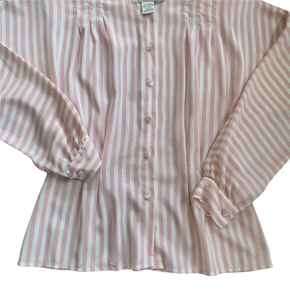 Vintage Whitney Lang Petite Striped Romantic Pastel Goth Blouse 8 - Picture 6 of 6